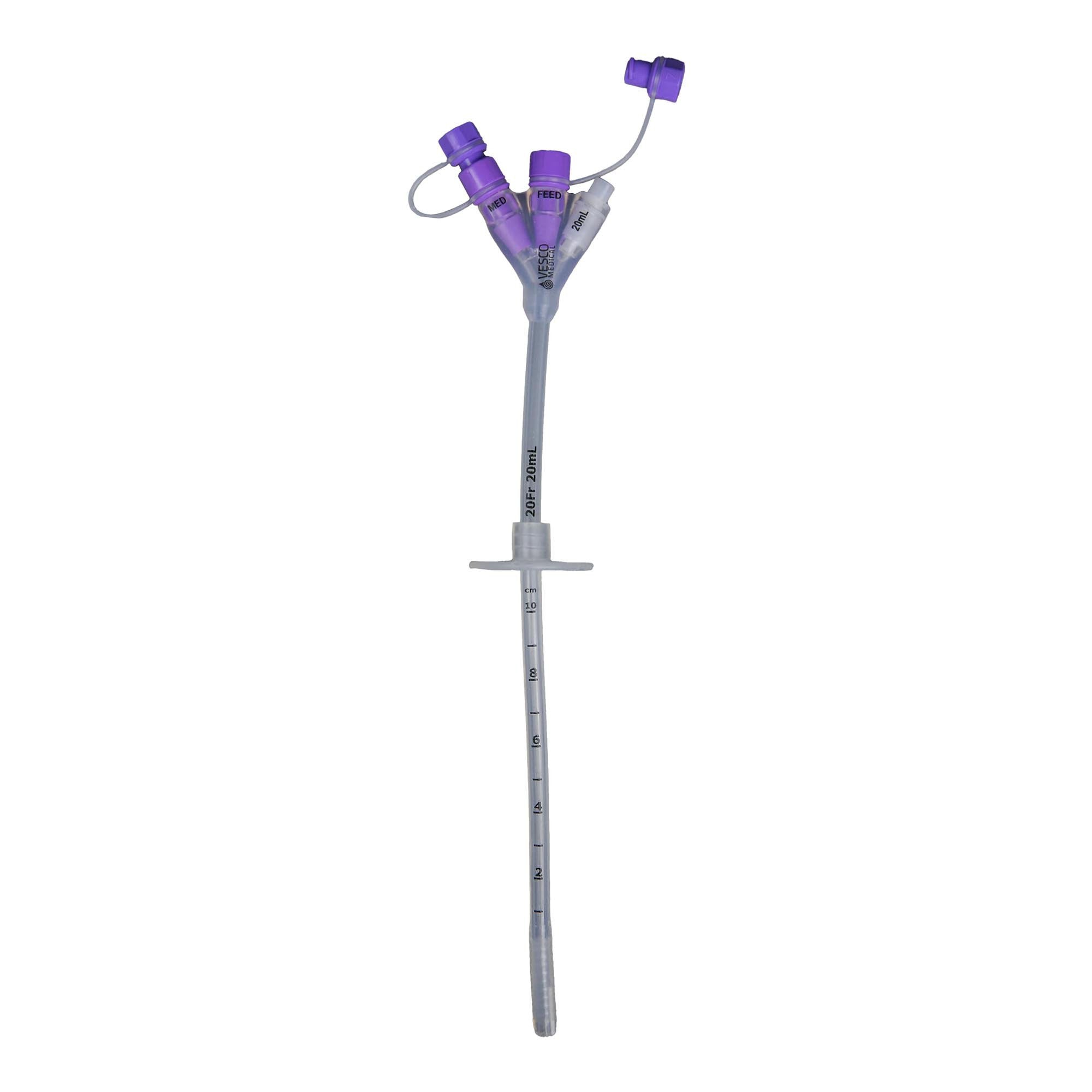 1012164 - Vesco - Vesco Medical Gastrostomy Feeding Tube 20 Fr. Silicone Sterile, VED-220, Case of 5, (CS)