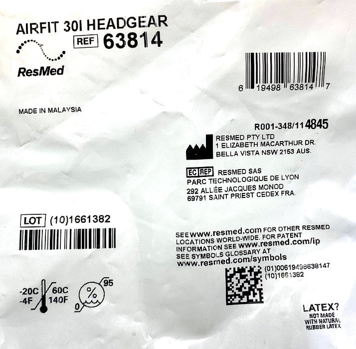 63814 - RESMED - AIRFIT 30I HEADGEAR, (EA/1)