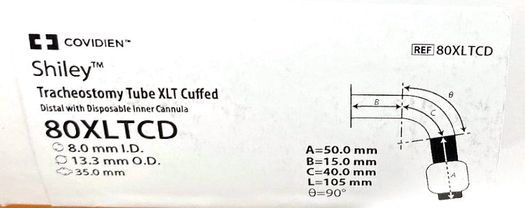 80XLTCD - COVIDIEN - Tracheostomy Tube XLT Cuffed,Distal with Disposable Inner Cannula, (BX/1)