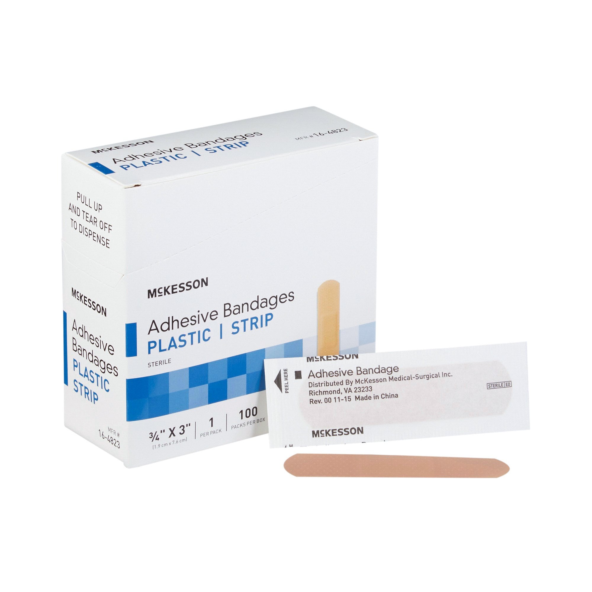 464083 - McKesson - McKesson Adhesive Strip Plastic Tan 3/4 X 3 Inch Sterile, 16-4823, Case of 24, (CS)