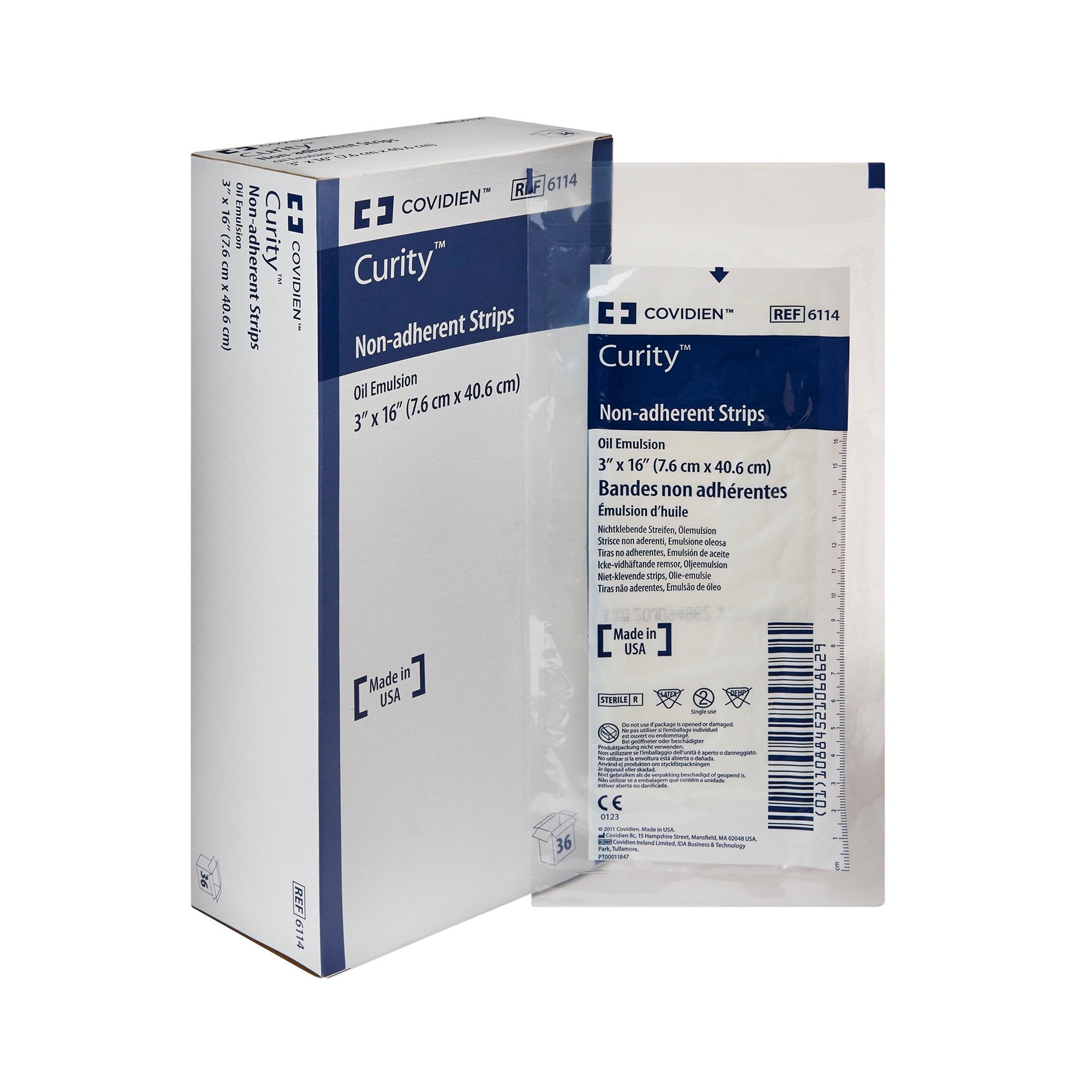 218271 - Curity - Curity Oil Emulsion Impregnated Dressing Rectangle 3 X 16 Inch Sterile, 6114-, Pack of 1, (EA)