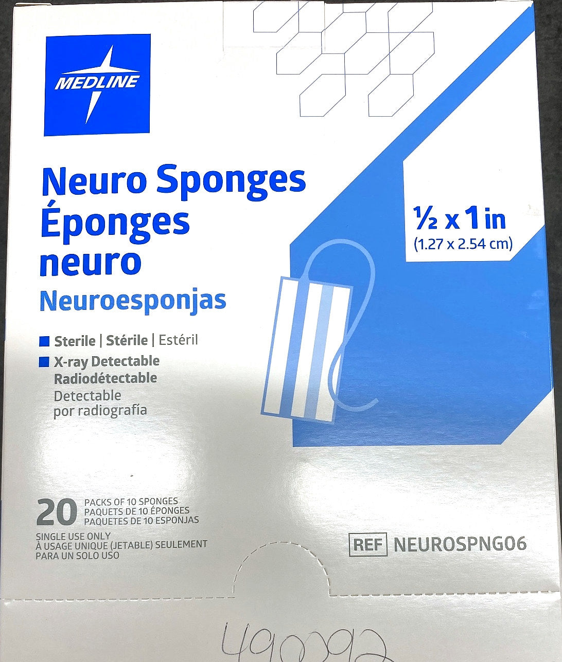 NEUROSPNG06 - MEDLINE - SPONGE,NEURO,0.5"X1",XR,STRL,LF,10/PK, (BX/20)