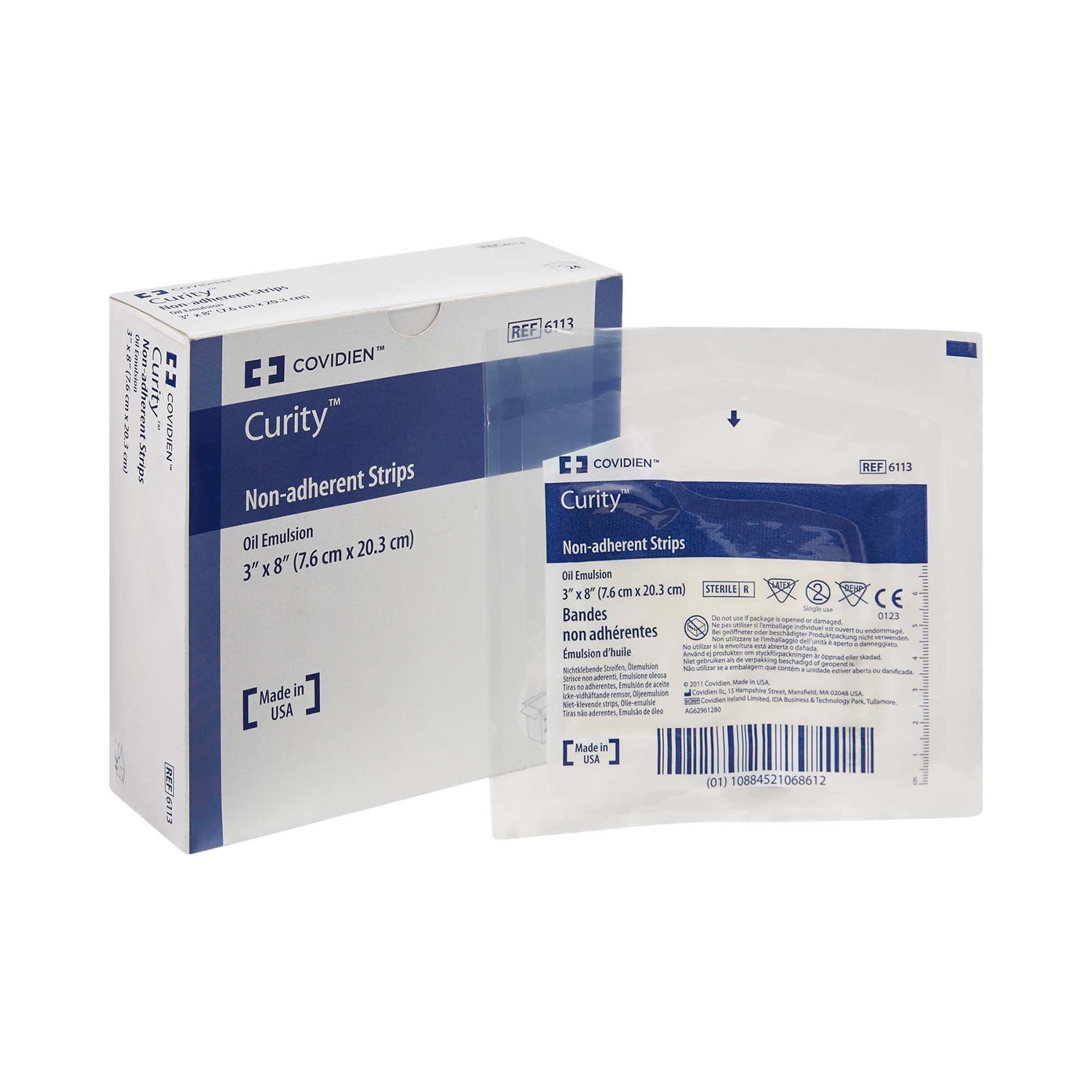215607 - Curity - Curity Oil Emulsion Impregnated Dressing Rectangle 3 X 8 Inch Sterile, 6113-, Pack of 1, (EA)