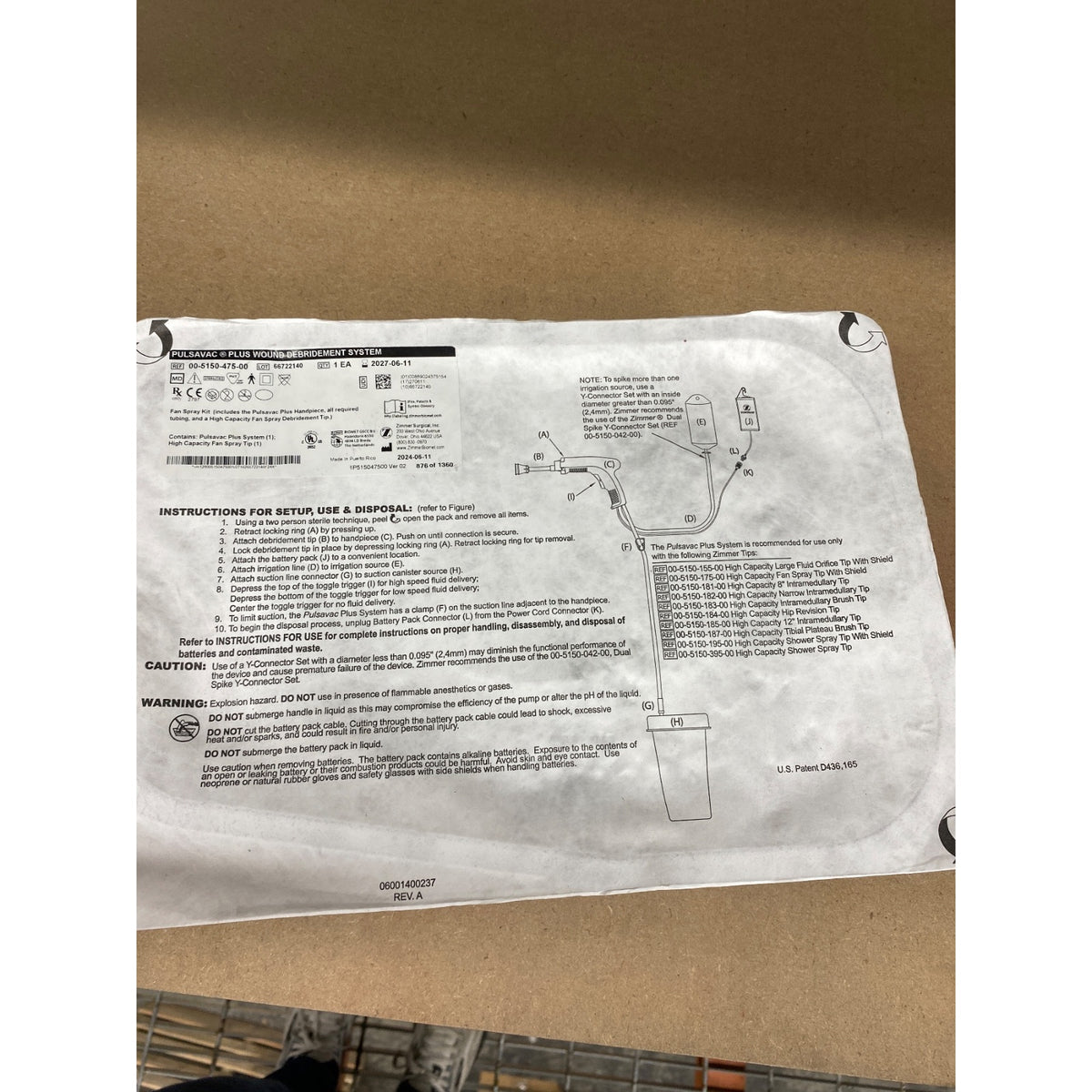 00-5150-475-00 - ZIMMER - Fan Spray Kit, (EA/1)