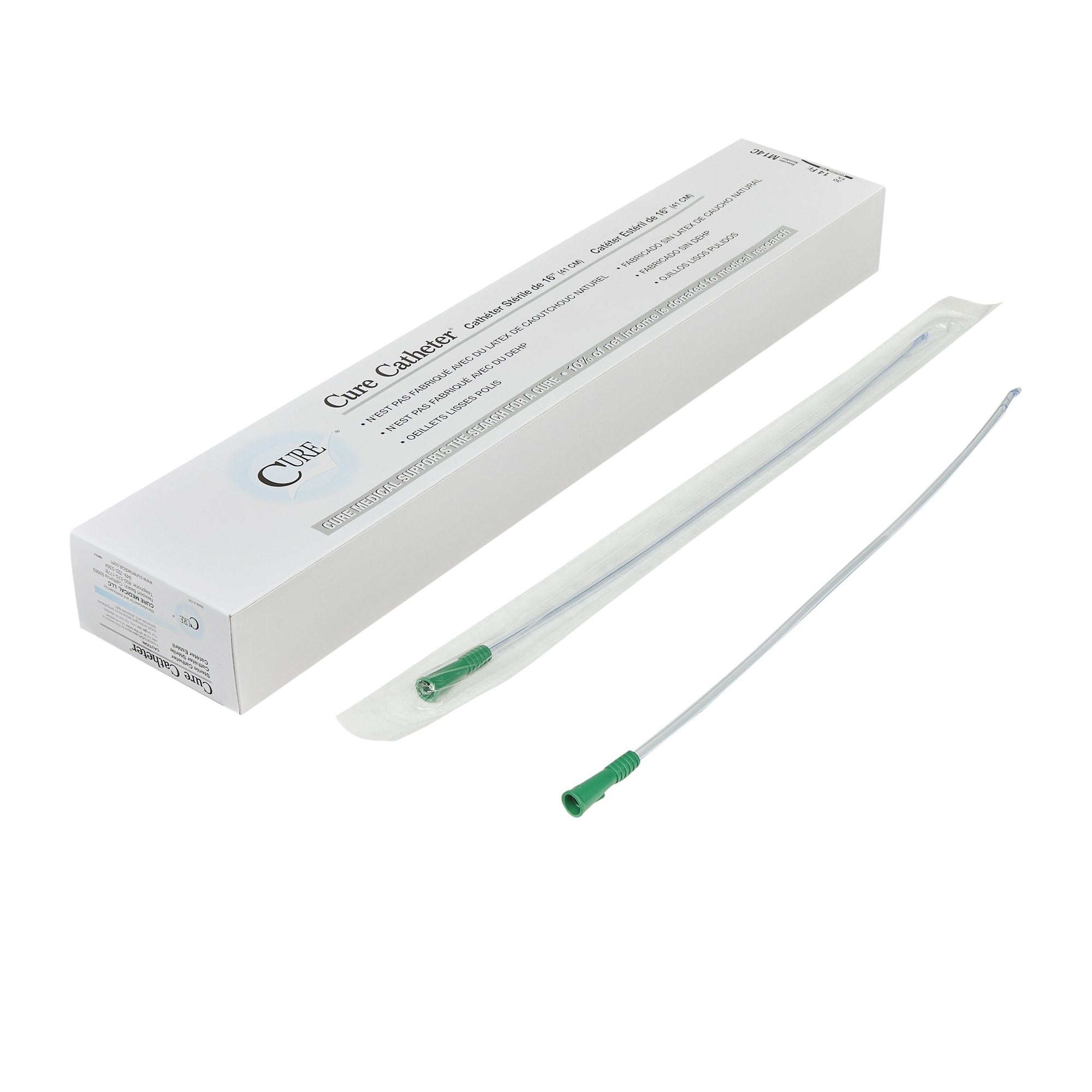 701371 - Cure - Urethral Catheter Cure Catheter Coude Tip Uncoated PVC 14 Fr. 16 in, M14C Case of 300, (CS)