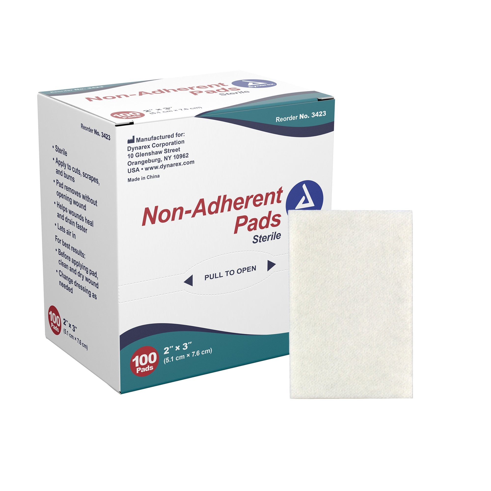 246023 - Dynarex - Dynarex Non-Adherent Dressing 2 X 3 in Sterile , 3423, Case of 1200, (CS)