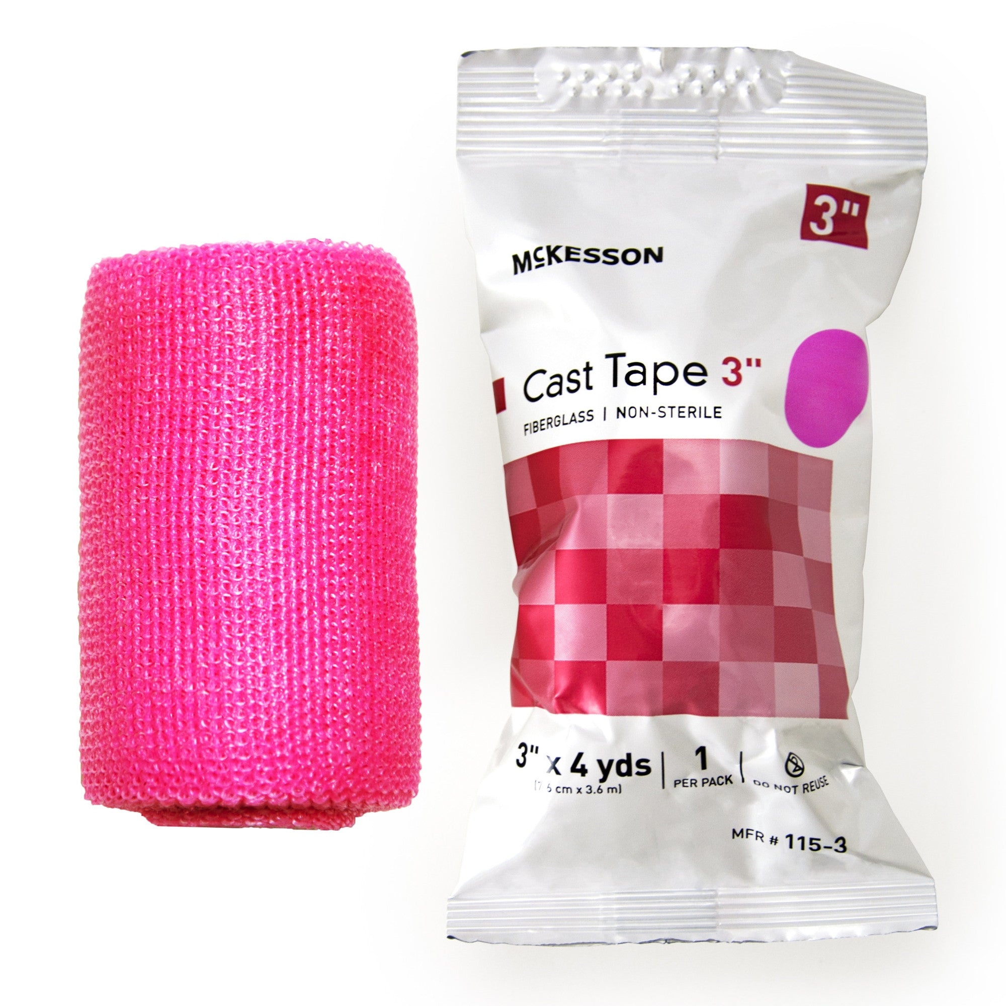 733696 - McKesson - Cast Tape McKesson 3 Inch x 12 Foot Fiberglass Pink 115-3X Box of 10, (BX)