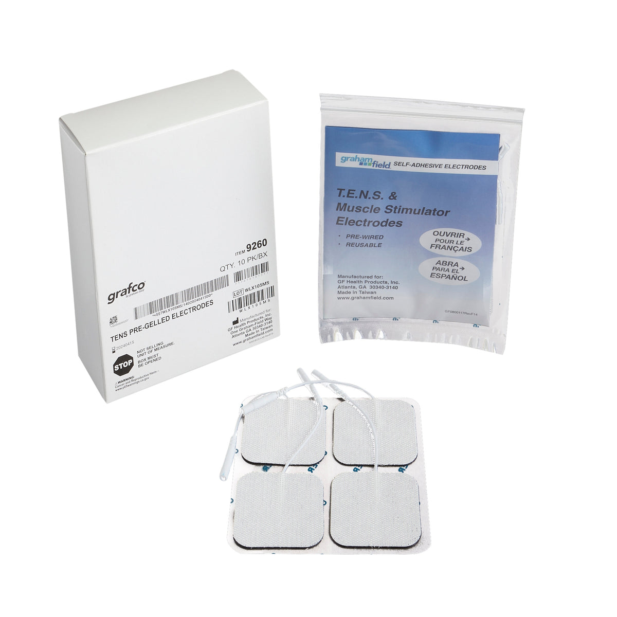 747191 - Graham - Electrotherapy Electrode For Grafco TENS and EMS Units 9260 Pack of 4, (PK)