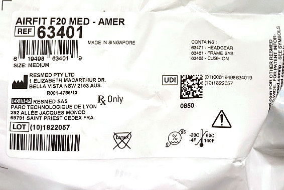 63401 - RESMED - AIRFIT F20 MED, (EA/1)