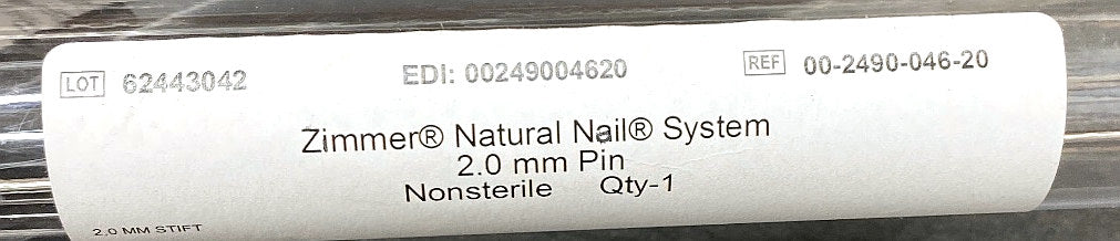 00-2490-046-20 - ZIMMER - 2.0 mm stift, (EA/1)