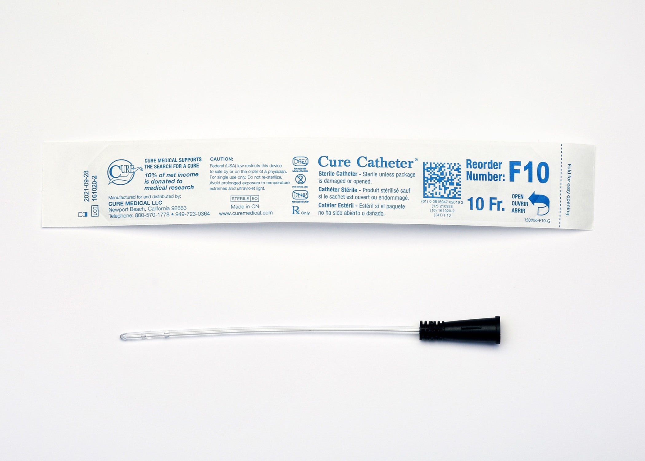 761794 - Cure - Urethral Catheter Cure Catheter Straight Tip Uncoated PVC 10 Fr. 6 in, F10 Box of 30, (BX)