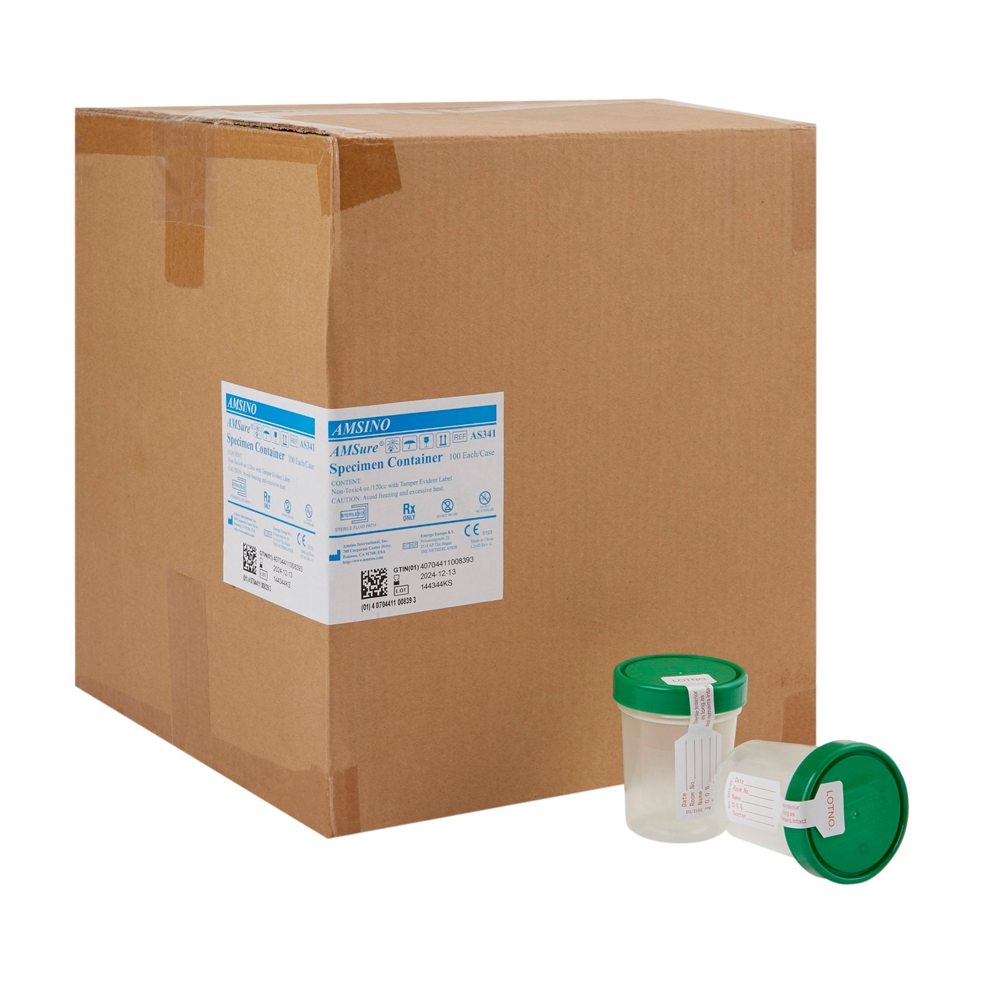 771367 - AMSure - AMSure Specimen Container, Plastic, 120 mL, Sterile AS341, Case of 100, (CS)