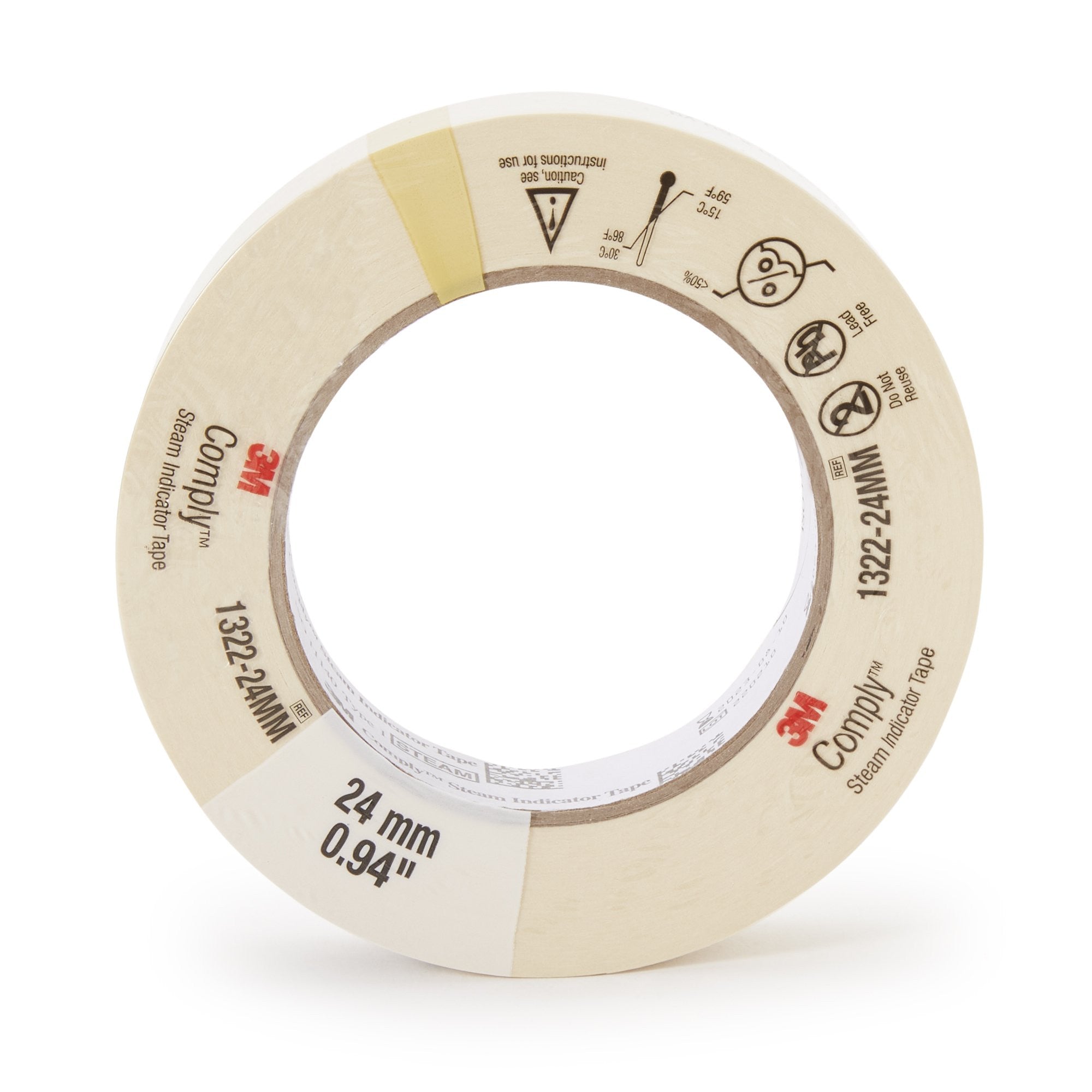 775747 - 3M - Steam Indicator Tape 3M Comply 1'' x 60 Yard Steam 1322-24MM, Case of 20, (CS)