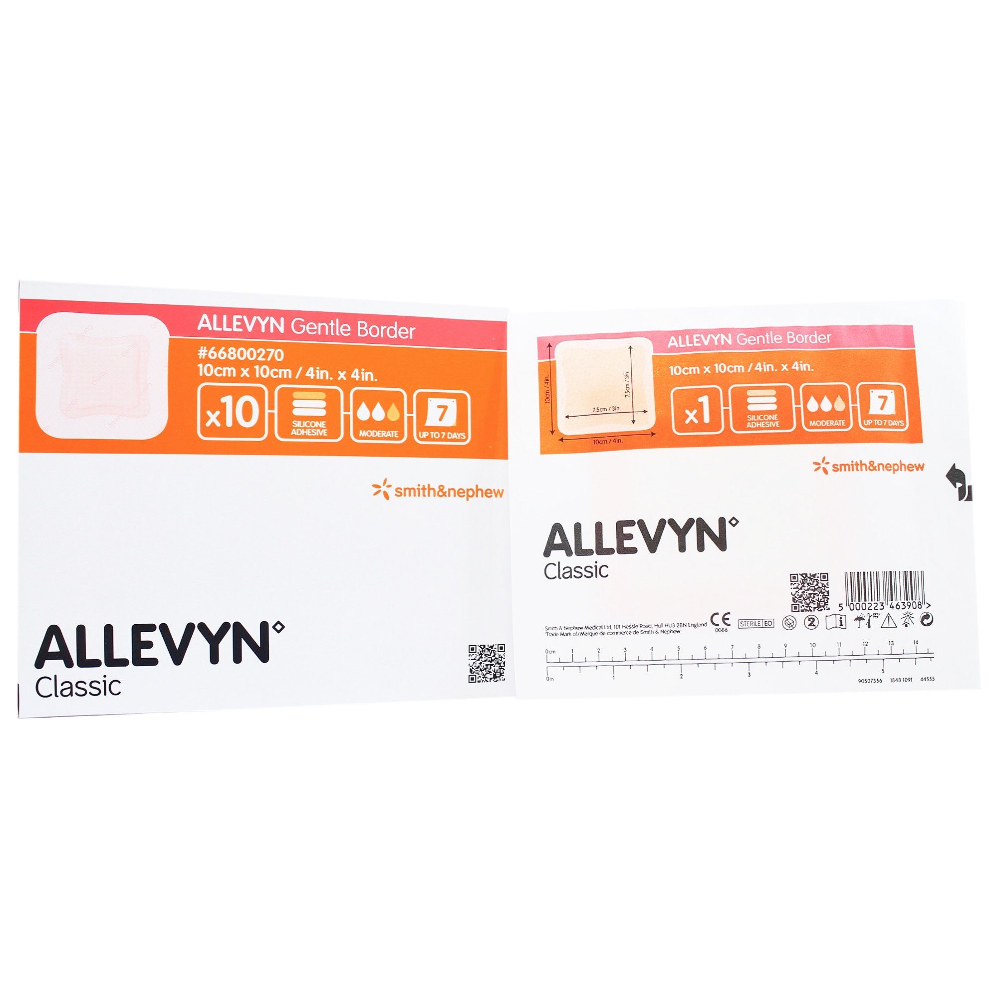 834360 - Allevyn - Allevyn Gentle Border Foam Dressing 4 X 4 Inch With Border Film Backing Silicone Gel Adhesive Square Sterile, 66800270, Pack of 1, (EA)