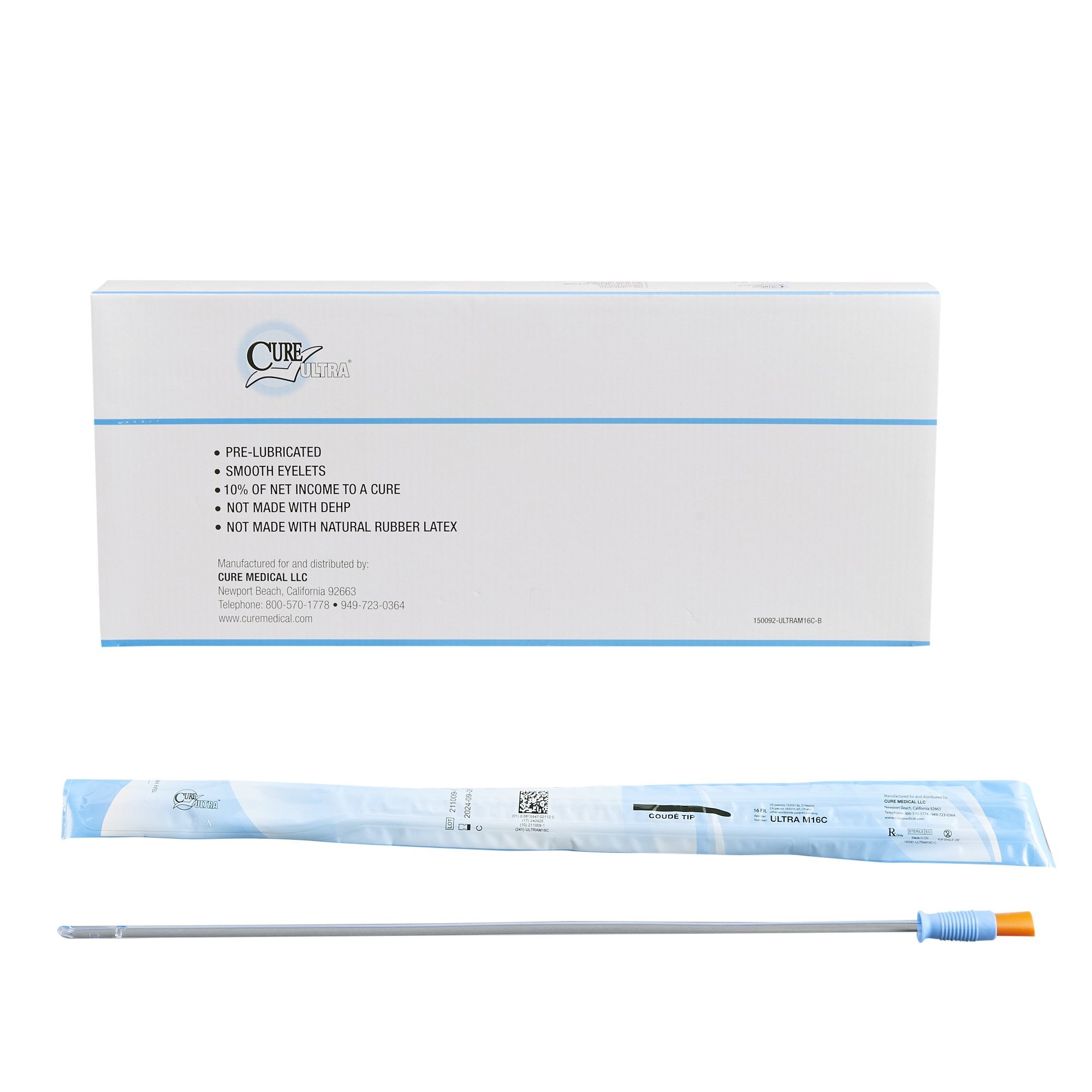 796709 - Cure - Urethral Catheter Cure Catheter Coude Tip Uncoated PVC 16 Fr. 16 in, M16C Case of 300, (CS)