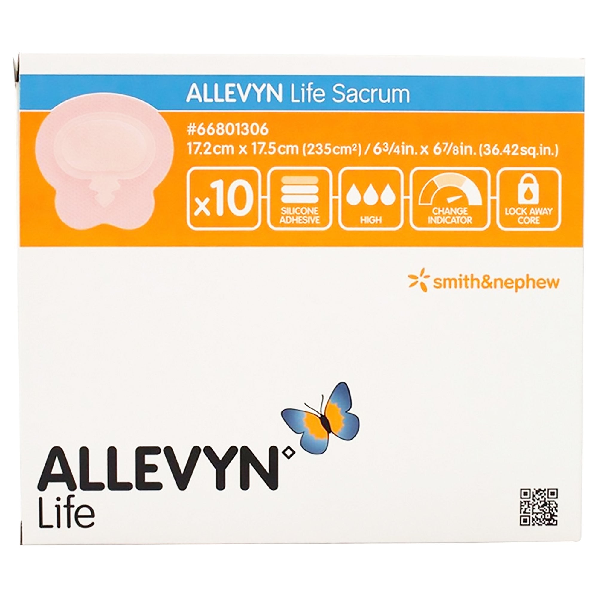 839950 - Allevyn - Allevyn Life Foam Dressing 6-3/4 X 6-7/8 Inch With Border Film Backing Silicone Gel Adhesive Sacral Sterile, 66801306, Case of 60, (CS)