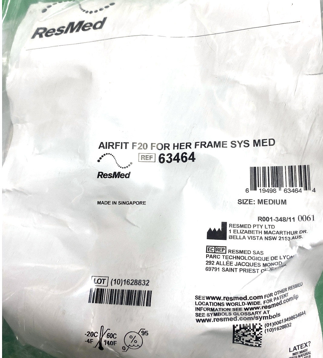 63464 - RESMED - AIRFIT F20 FOR HER FRAME SYS MED, (EA/1)