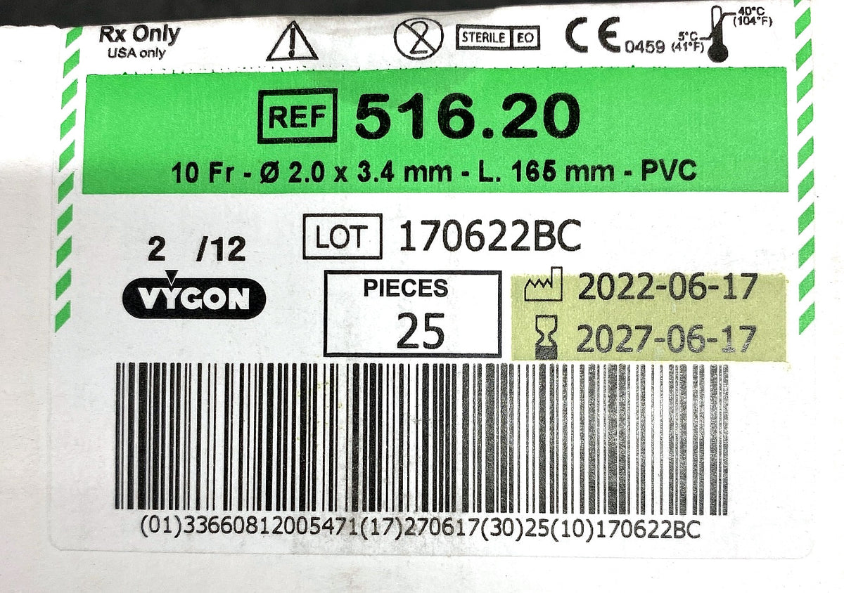 516.2 - VYGON - Plain endotracheal tube (transparent), (BX/25)