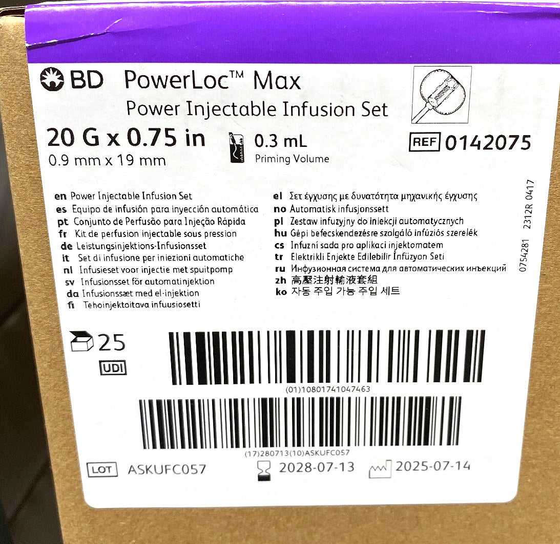 0142075 - BARD - PowerLoc Max 20G x 0.75 inch, (BX/25)