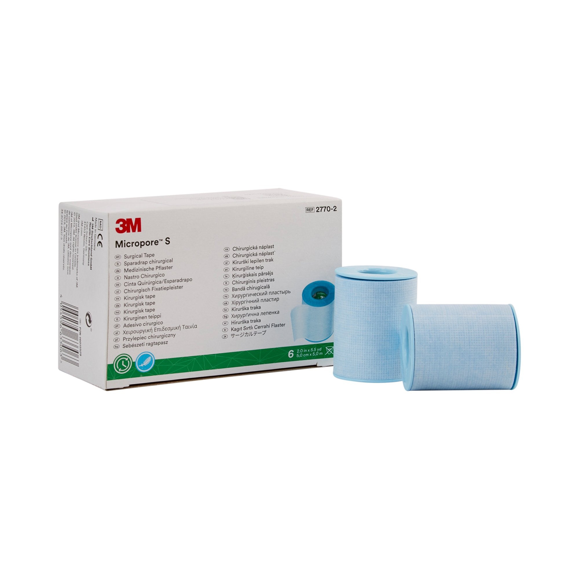774628 - Micropore - 3M Micropore S Medical Tape Blue 2 in X 5.5 yd Silicone, 2770-2, Box of 6, (BX)