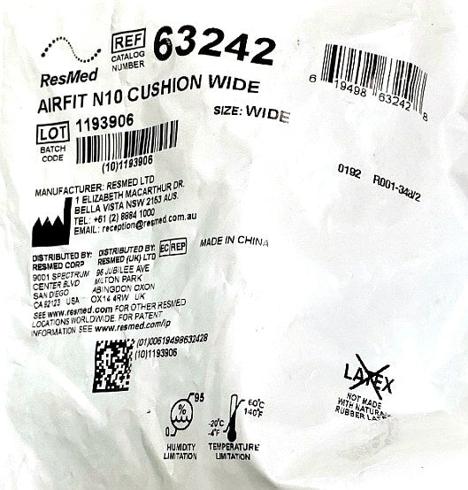 63242 - RESMED - AIRFIT N 10 CUSHION -WIDE, (EA/1)