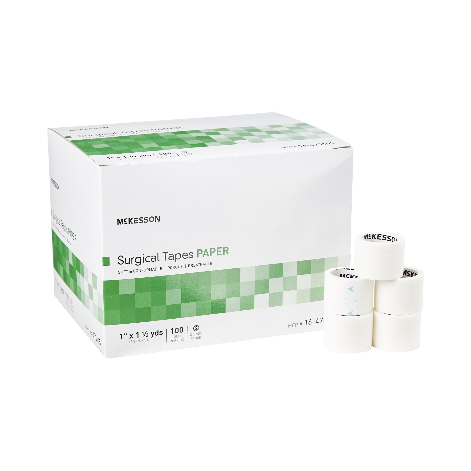 1055583 - McKesson - McKesson Medical Tape White 1 in X 1.5 yd Paper, 16-47310S, Case of 800, (CS)
