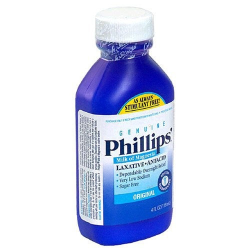 814151 - Phillips' Milk of Magnesia - Laxative Phillips' Milk of Magnesia Original Flavor Liquid 4 oz. 400 mg / 5 mL Strength Magnesium Hydroxide Pack of 1, (EA)