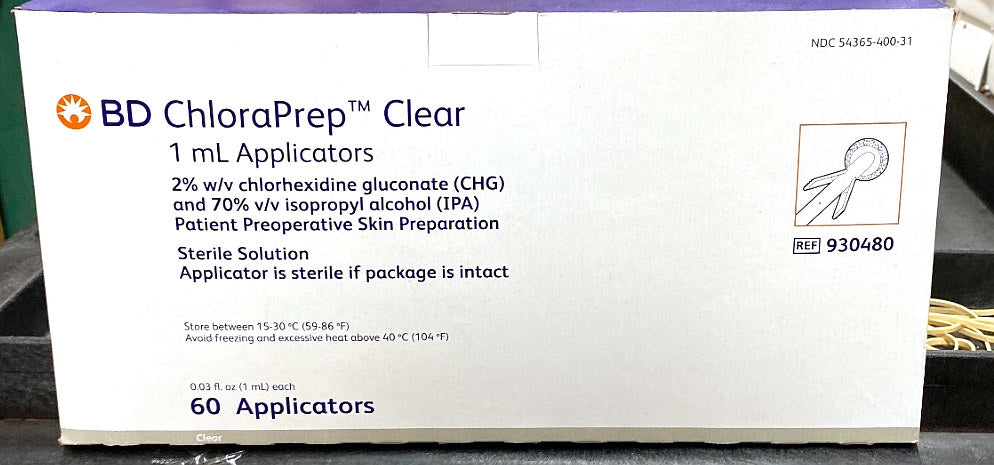 930480 - BD - Chloraprep clear 1 ml applicator, (BX/60)