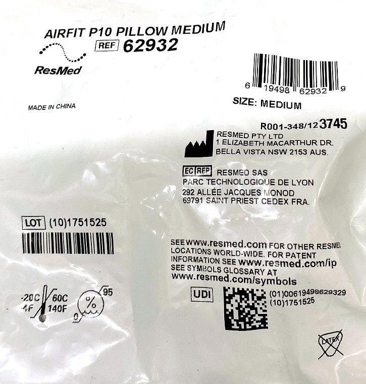 62932 - RESMED - AIRFIT P 10 PILLOW -MED, (EA/1)
