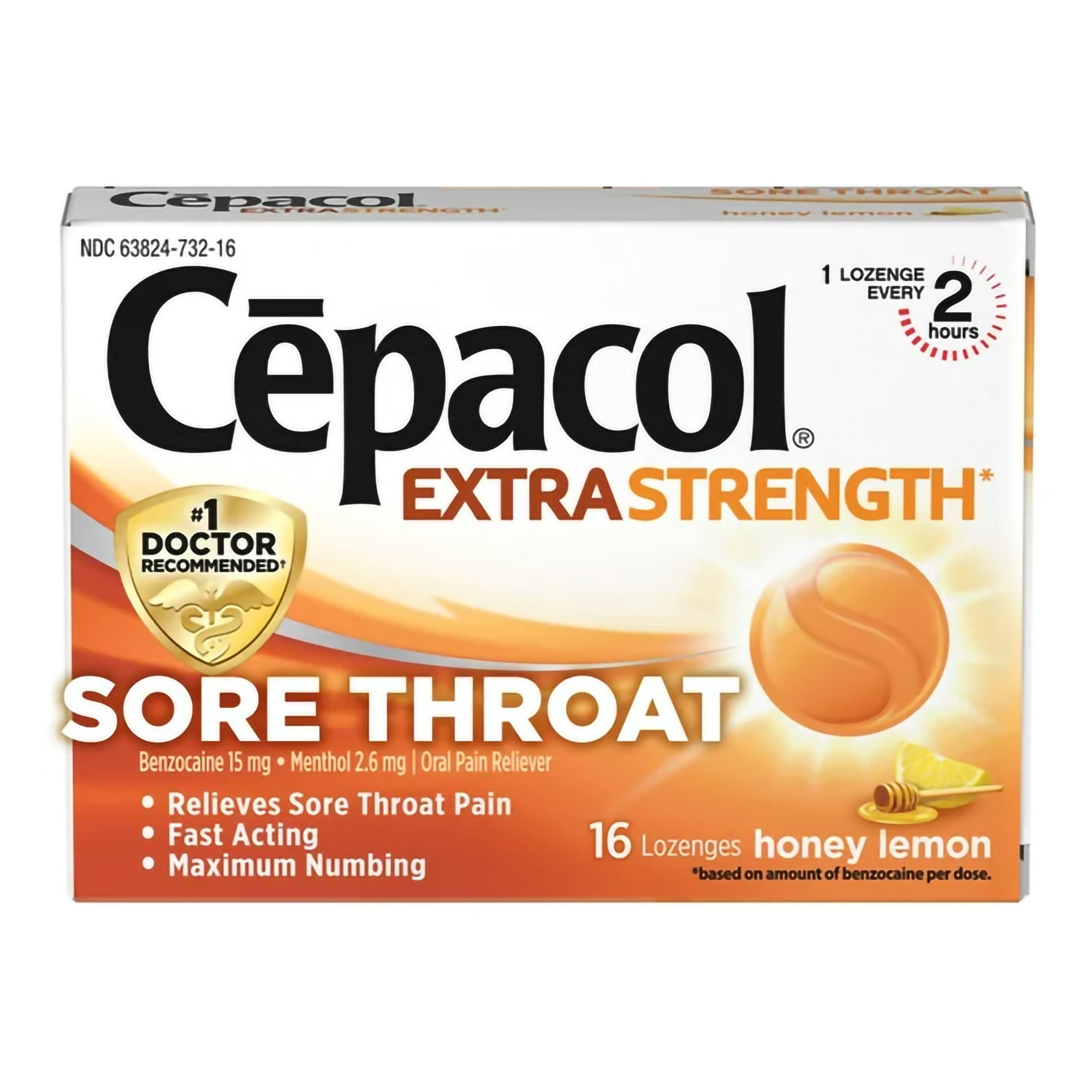 835277 - Cepacol - Sore Throat Relief Cepacol Extra Strength 15 mg - 2.6 mg Strength Lozenge 16 Box of 1, (BX)