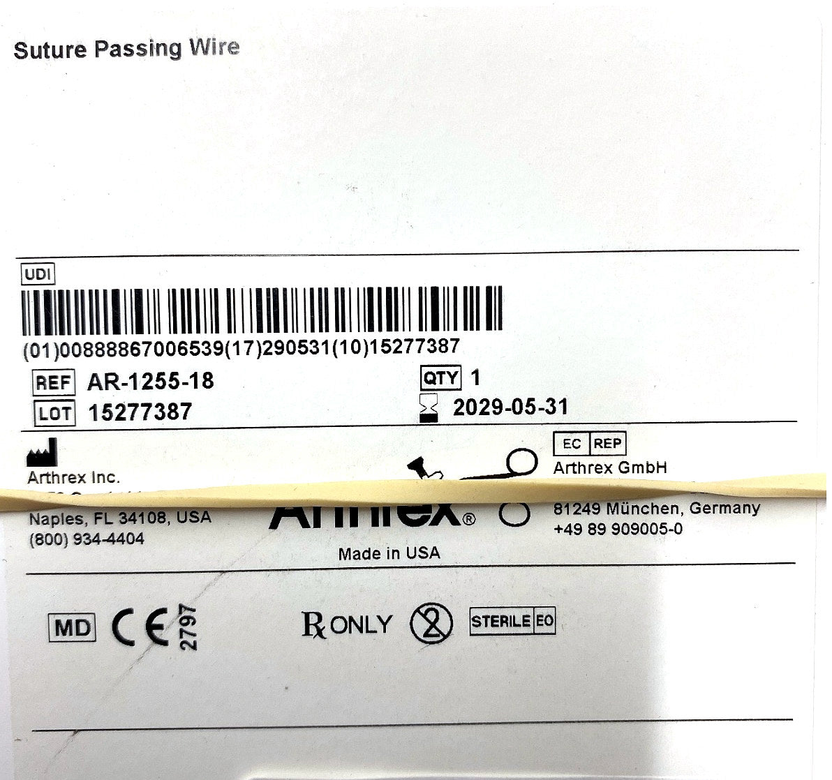 AR-1255-18 - ARTHREX - SUTURE PASSING WIRE, (BX/1)