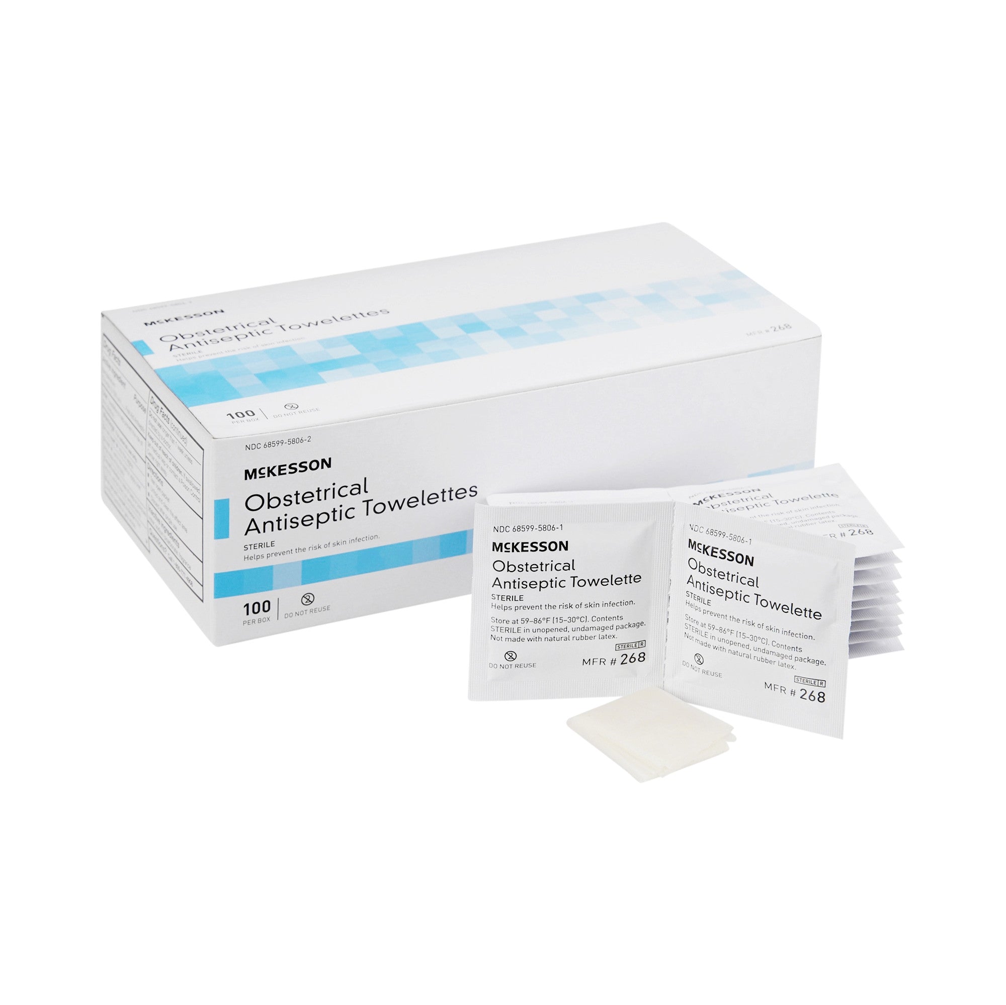 854452 - McKesson - McKesson Obstetrical Cleansing Towelette, BZK, Pad Size 5 x 7'', Clean Scent, Individual Packet, Case of 10, (CS)