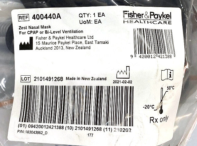 400440A - FISHER & PAYKEL - Zest Nasal Mask, (EA/1)