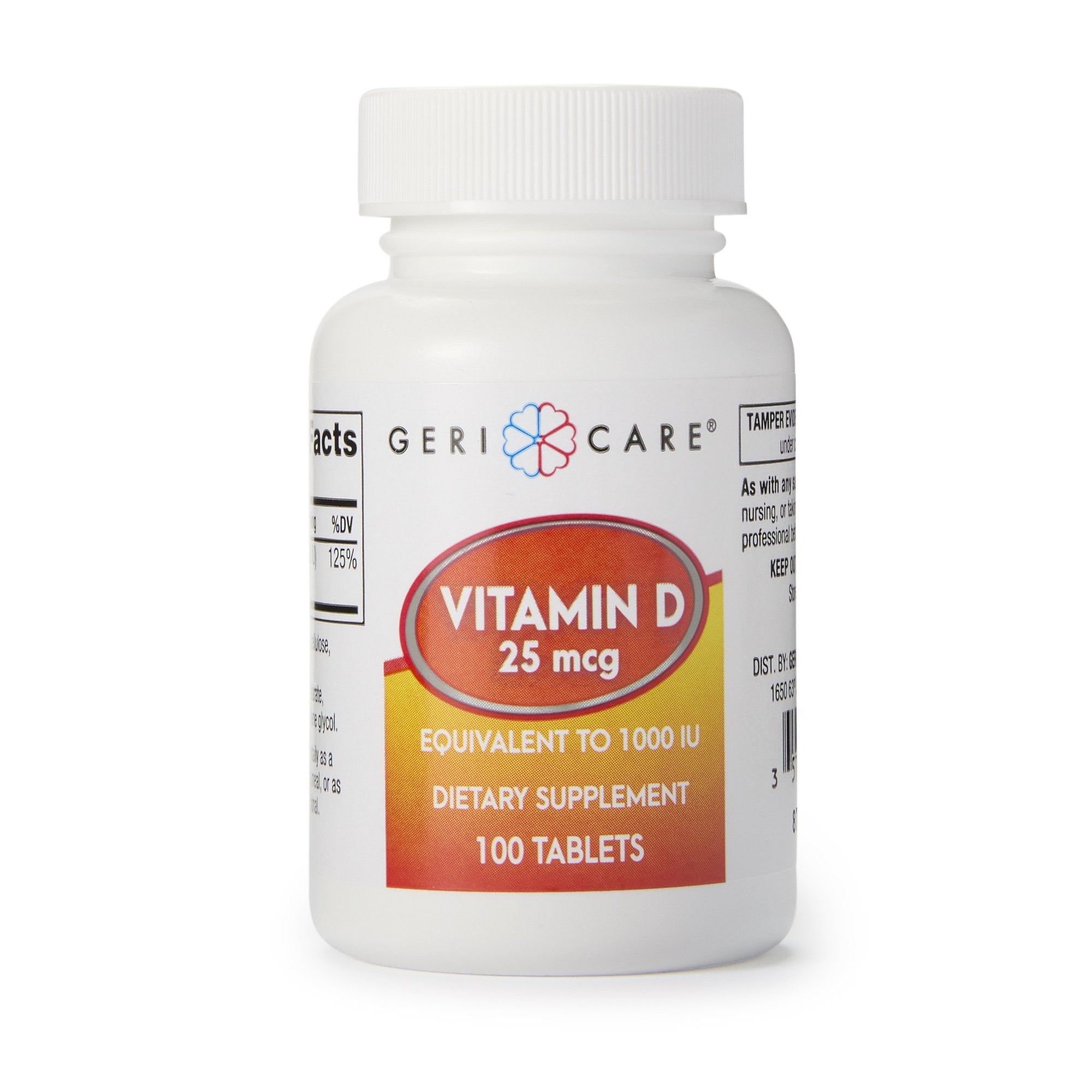 866980 - Geri-Care - Geri-Care Vitamin D3 Supplement, 25 mg, 1,000 IU Strength, 100 Tablet per Bottle, Case of 12, (CS)