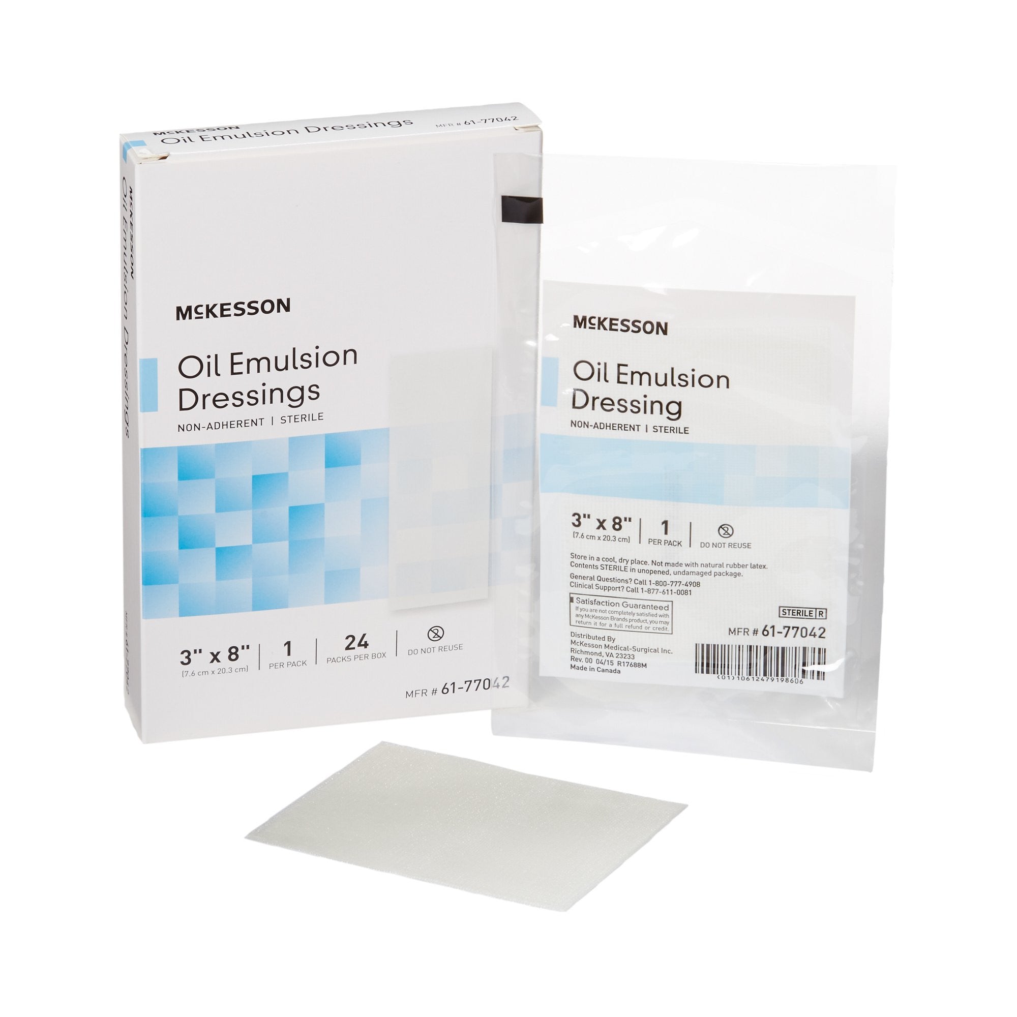 488940 - McKesson - McKesson Oil Emulsion Impregnated Dressing Rectangle 3 X 8 Inch Sterile, 61-77042, Case of 144, (CS)