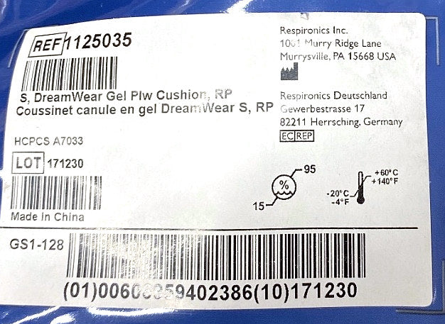 1125035 - RESPIRONICS - Dream wear gel plw cushion, (EA/1)