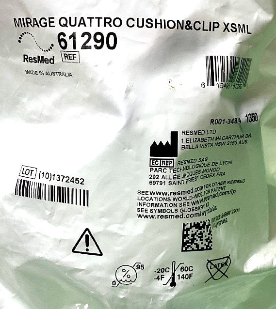 61290 - RESMED - MIRAGE QUATTRO CUSHION &CLIP XSML, (EA/1)