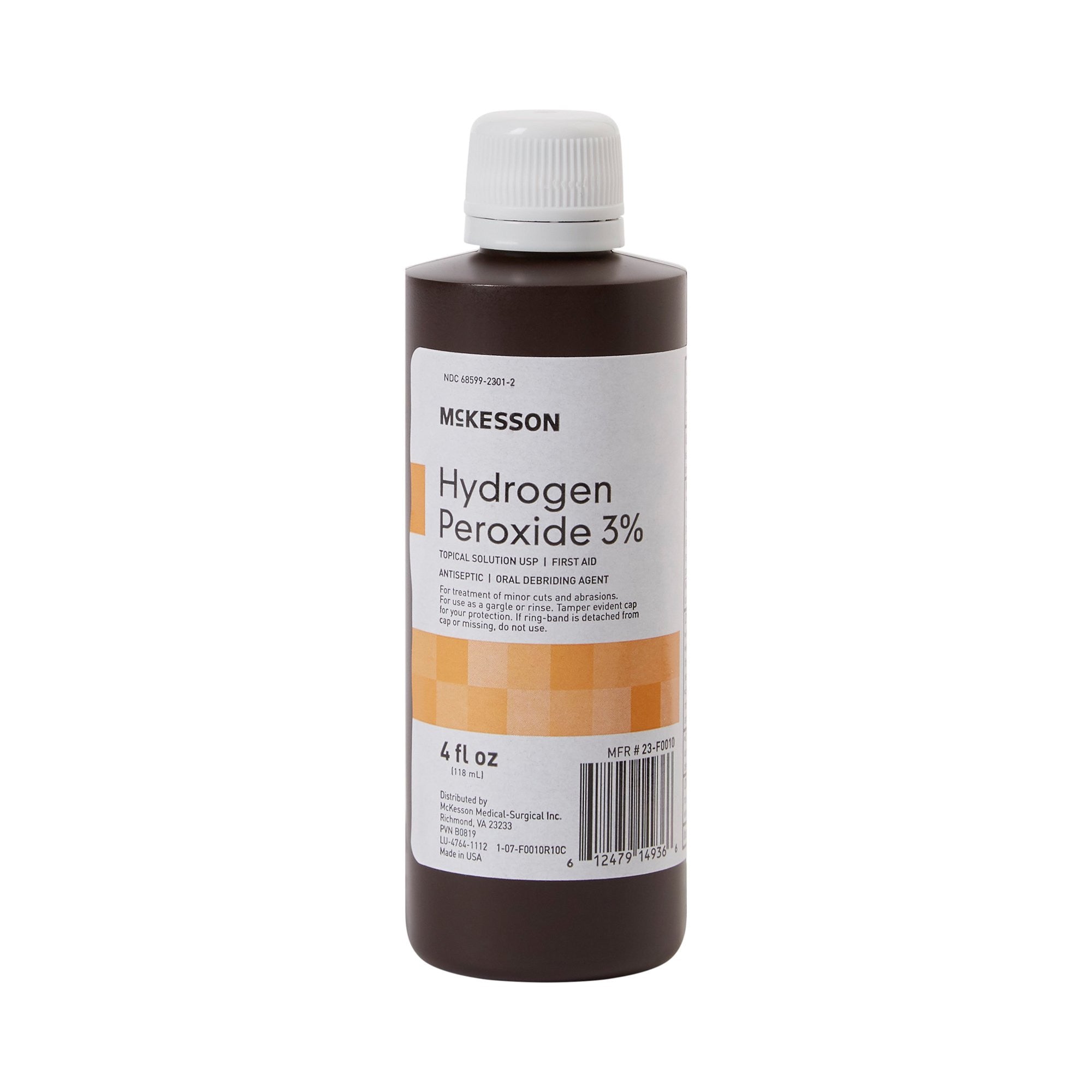 141564 - McKesson - McKesson Antiseptic Hydrogen Peroxide Topical Liquid 4 oz. Bottle, 23-F0010, Sample Pack of 1, (EA)