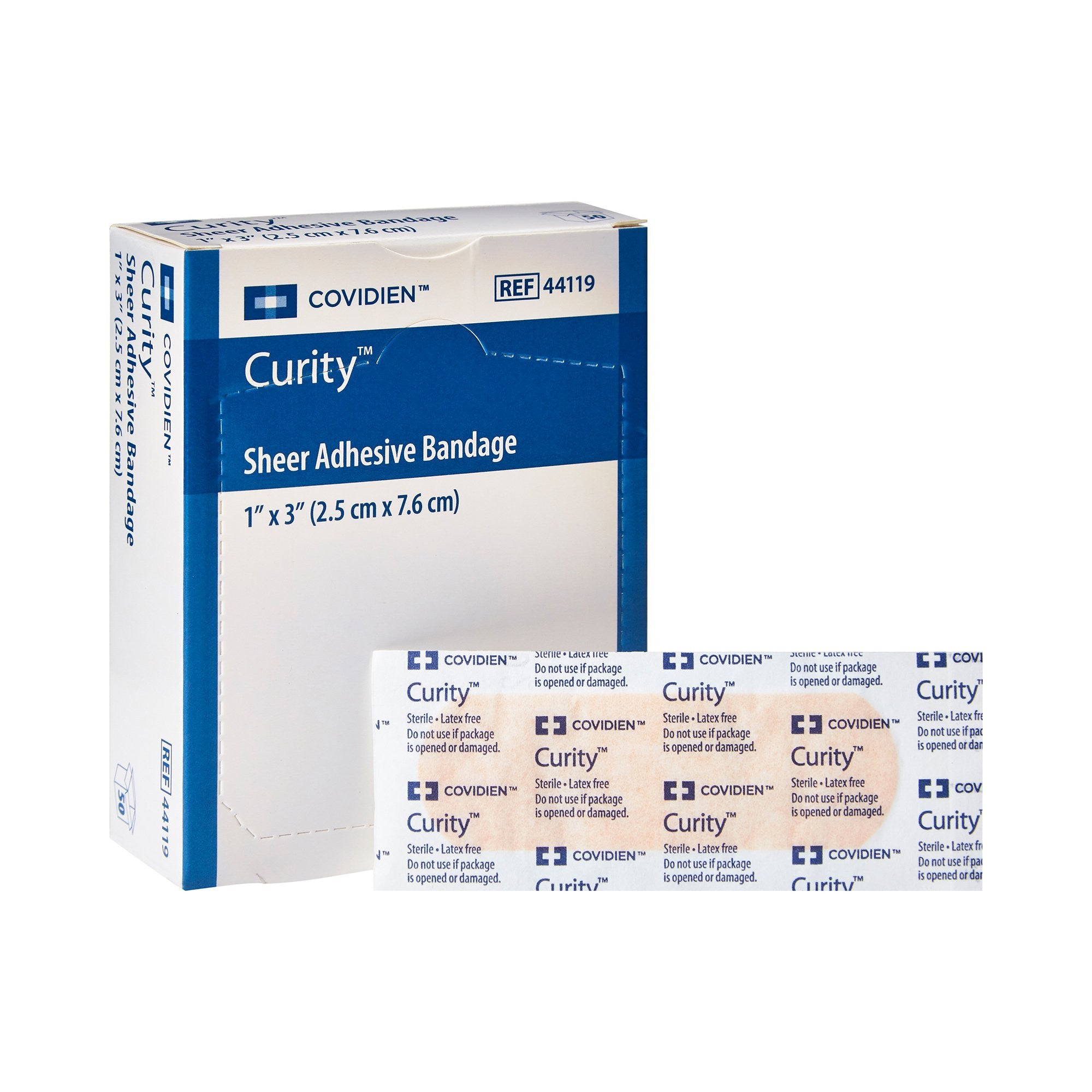 915648 - Curity - Curity Adhesive Strip Plastic Sheer 1 X 3 Inch Sterile, 44119, Box of 50, (BX)