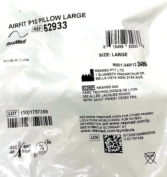 62933 - RESMED - AIRFIT P 10 PILLOW -LGE, (EA/1)