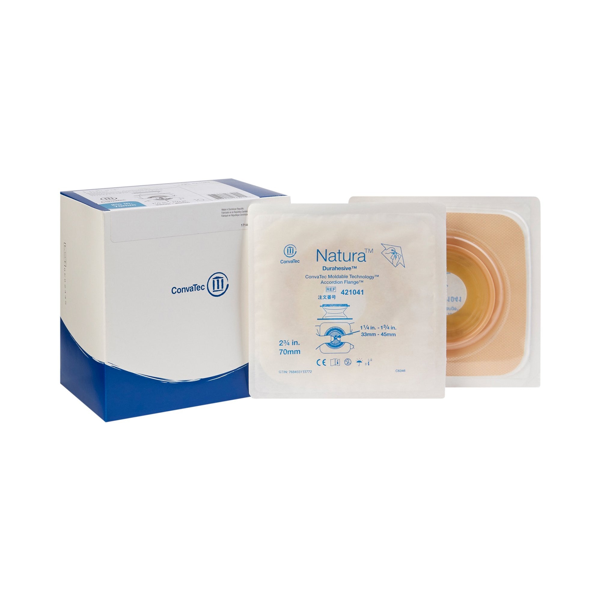 902068 - Natura - Ostomy Barrier Natura Moldable Durahesive Adhesive 70 mm Flange Natura System Hydrocolloid Tape Collar 1-1/4 to 1-3/4 Inch Opening 421041 Box of 10, (BX)