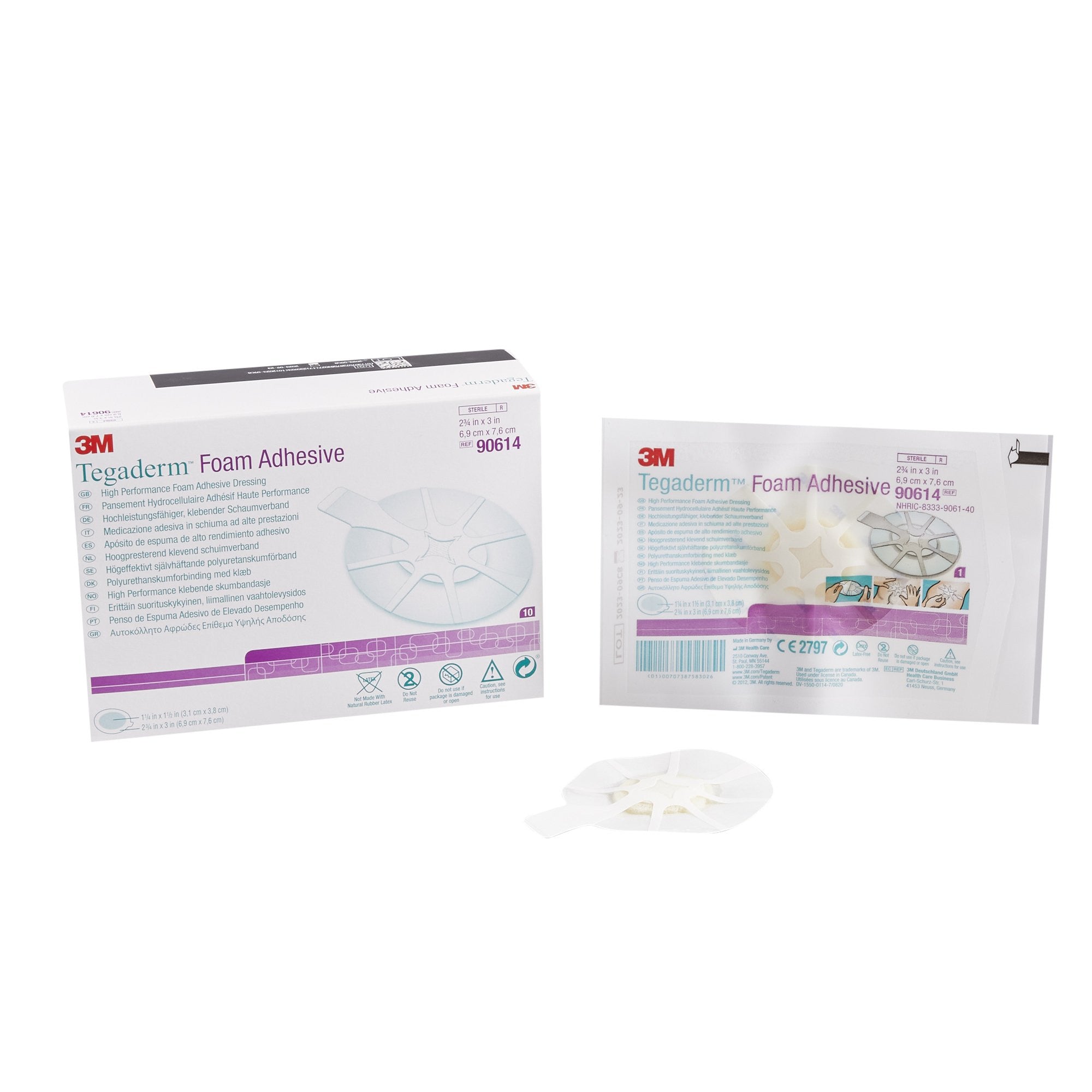 695850 - Tegaderm - 3M Tegaderm High Performance Foam Dressing 2-3/4 X 2-3/4 Inch With Border Film Backing Acrylic Adhesive Oval Sterile, 90614, Case of 40, (CS)