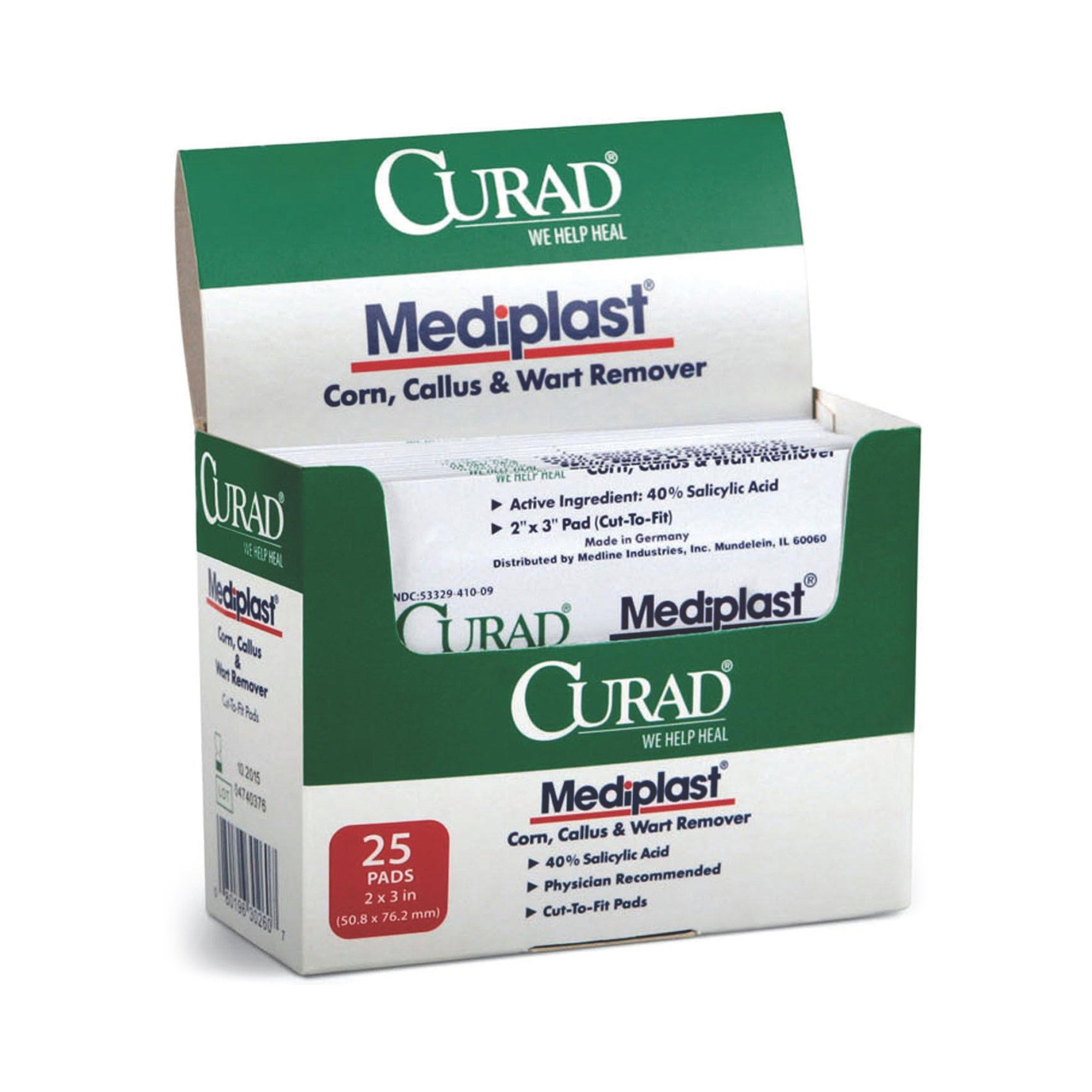 917120 - US PHARMACAL - Curad Corn Callus Wart Remover, Medicated Pad 40% Strength 1945831, Box of 25, (BX)