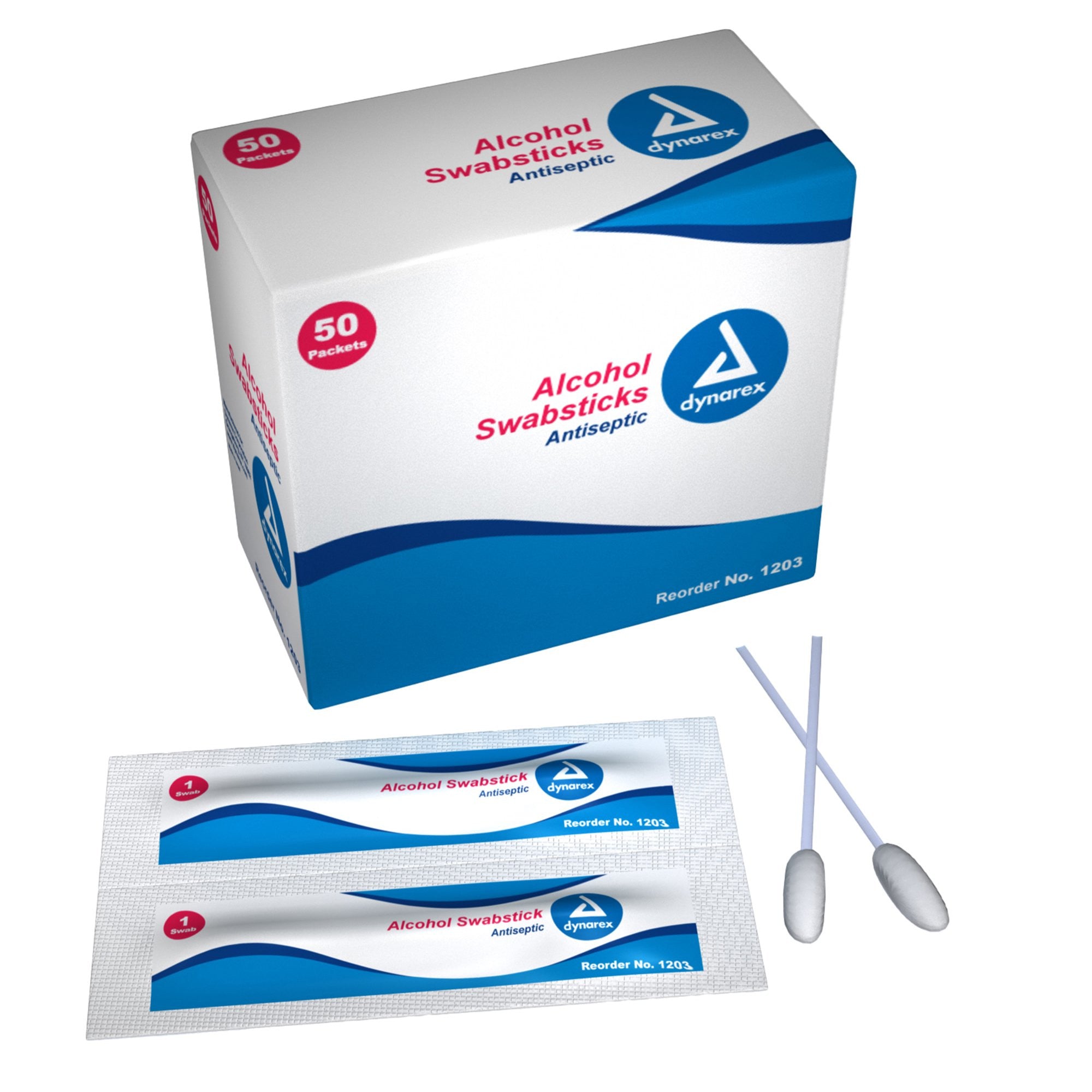 768924 - Dynarex - Dynarex Impregnated Swabstick 70% Strength, Individual Packet, 1203, Box of 50, (BX)