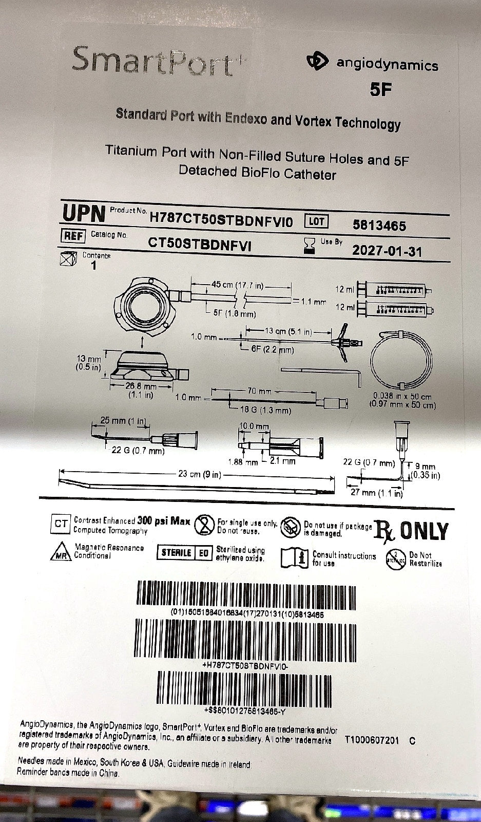 CT50STBDNFVI - ANGIODYNAMICS - SmartPort+ Standard Port with Endexo and Vortex Technology, (BX/1)
