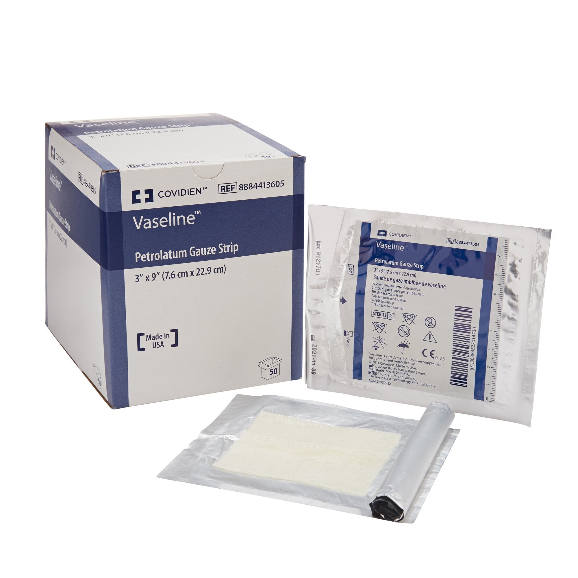 163164 - Vaseline - Vaseline Petrolatum Impregnated Dressing Rectangle 3 X 9 in Sterile, Case of 200, (CS)