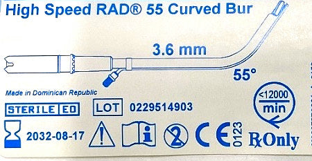 1883670HS - MEDTRONIC - High speed rad 55 curved bur, (EA/1)