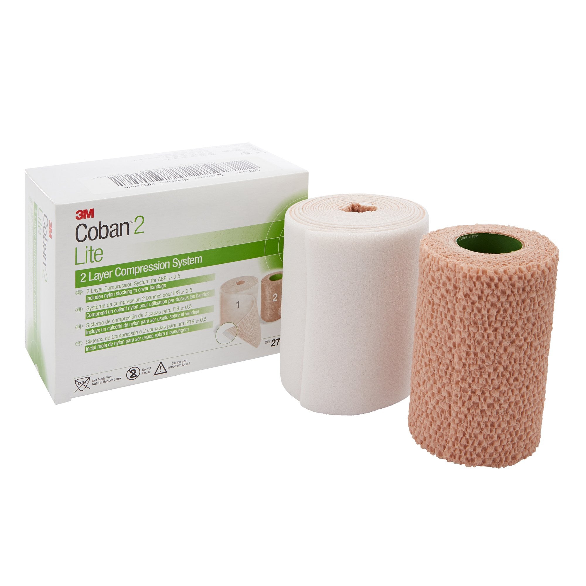 989622 - Coban - 3M Coban2 Lite 2-Layer Compression Bandage System, 4'' x 2.9 yd / 4'' x 5.1 yd, Self-Adherent with Pull On Closure, NonSterile, Case of 8, (CS)