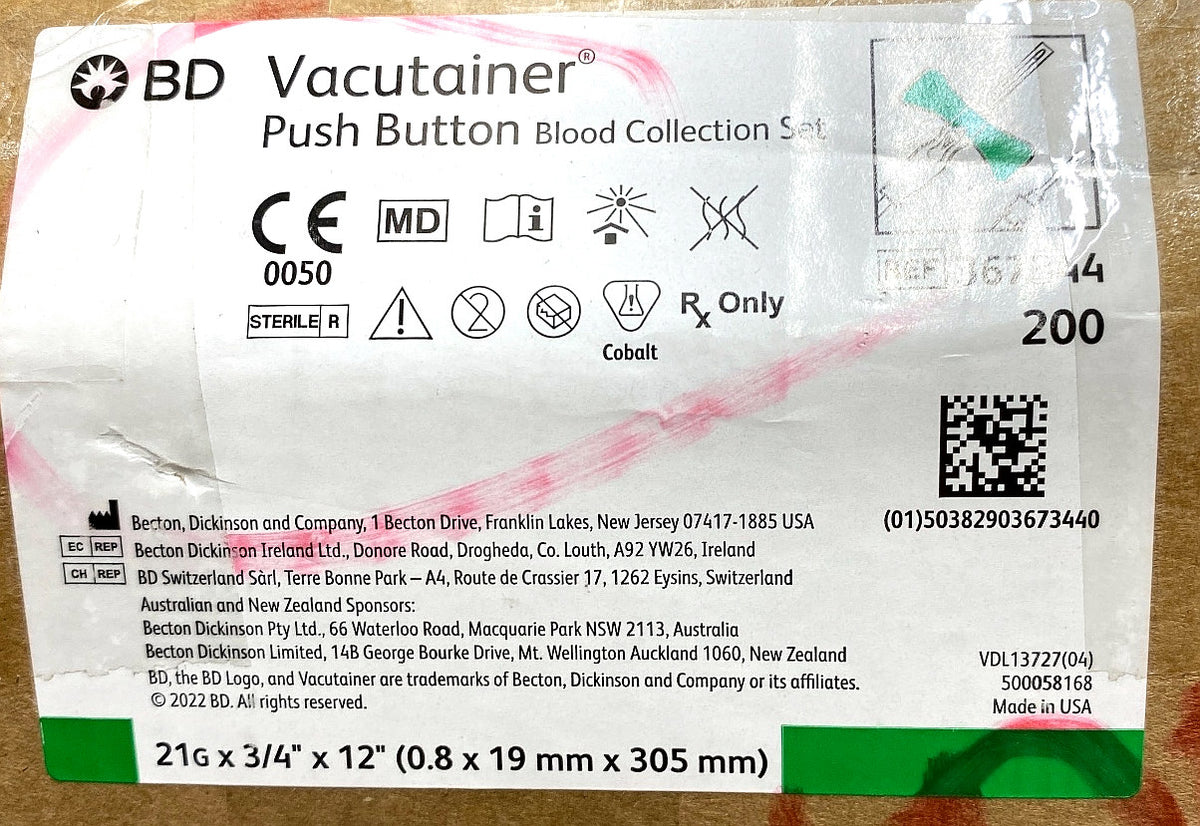 367344 - BD - WINGSET PBBCS 21X.75 12 LUER, (CS/200)