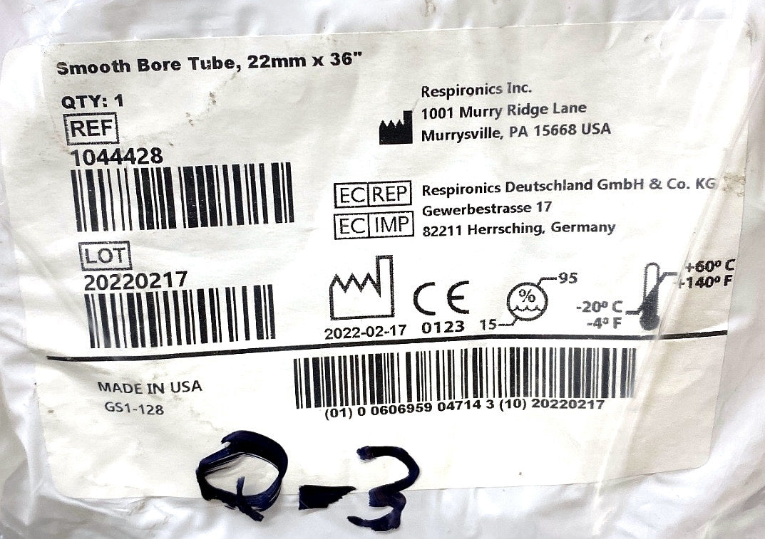 1044428 - RESPIRONICS - SMOOTH BORE TUBE, 22MM X 36", (EA/1)